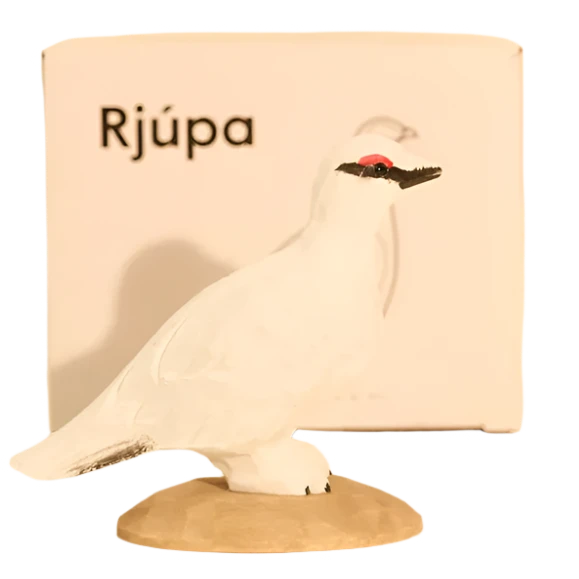 Handcarved Wooden Bird - Rock Ptarmigan (Rjúpa)