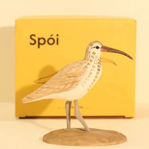 Handcarved Wooden Bird - Eurasian Whimbrel (Spói)