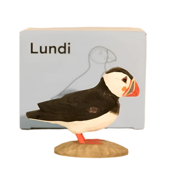 Handcarved Wooden Bird - Atlantic Puffin (Lundi)