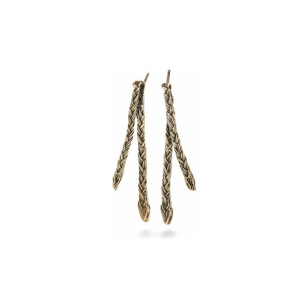 Braid Earrings - Bronze/Silver double thin braid - By Orrifinn Jewels